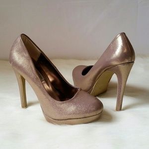 Steve Madden P-Reta Gold Sparkle Platform Heels